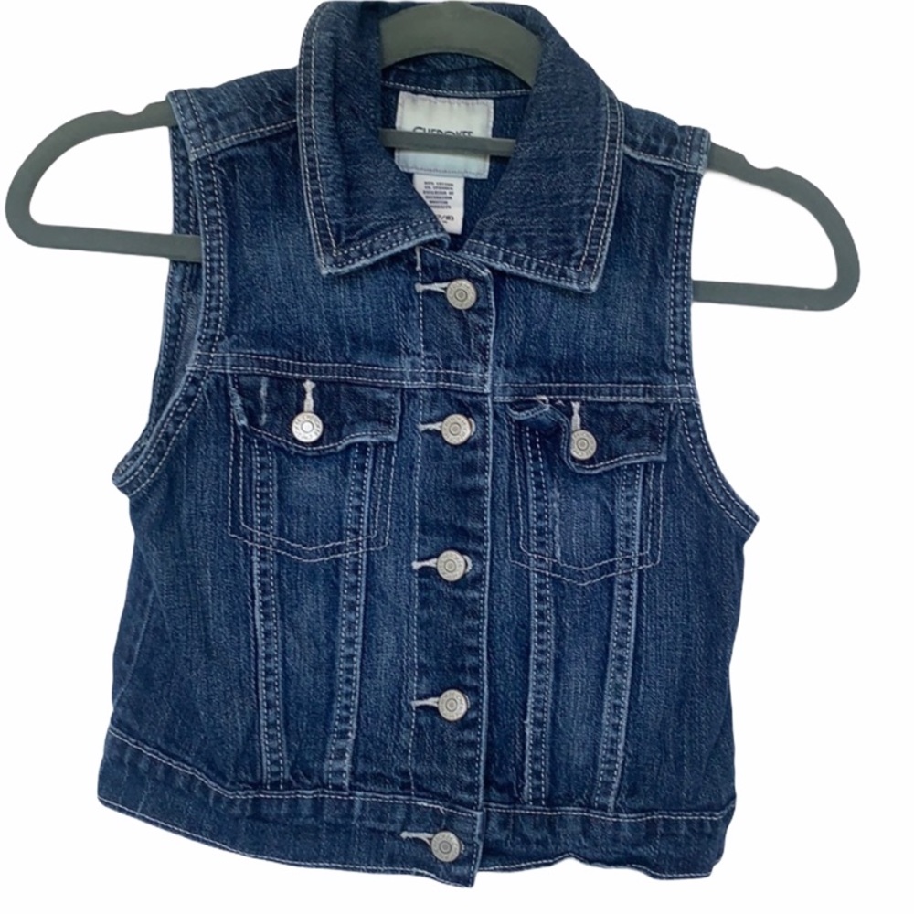 Cherokee Button Up Cotton Denim Vest Girls Size Medium 7/8